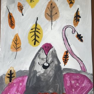 Мышка и листья