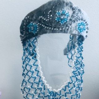 Голубой кокошник и ожерелье к русскому костюму