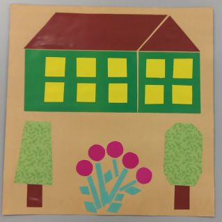 Геометрическая аппликация "Моя родная школа"