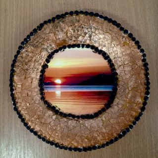 Декоративная тарелка " Закат на о. Байкал"