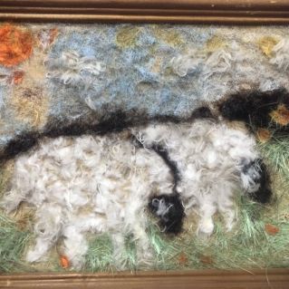 Аппликация из шерсти "Овечки"