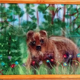 Панно в технике сухого валяния "Хозяин тайги"