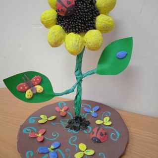 Поделка из природного материала "Подсолнух"