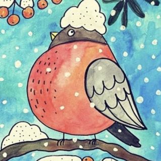 Снегирь на зимовке