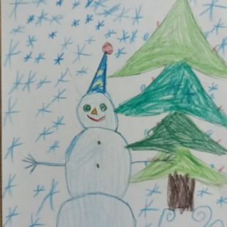 Снеговик и снежинки