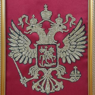 Картина "Герб Российской Федерации" в технике мозаики из страз