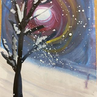 Зима. Заход солнца.