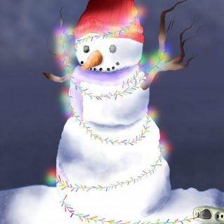 Снеговик с гирляндой