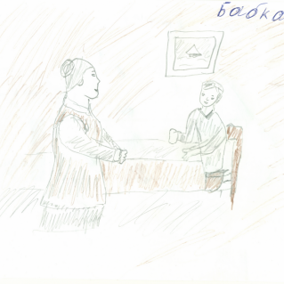 Иллюстрация к рассказу В. Осеевой "Бабка"