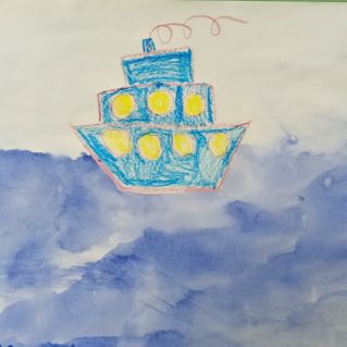 "Почтовый  катер в море"