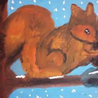 Белочка зимой