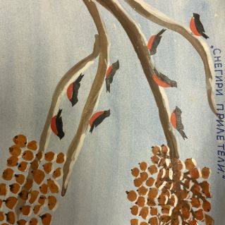 Снегири на рябиновой ветке