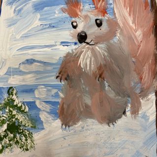 Белочка зимой