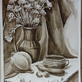 Натюрморт в технике "Гризайль"