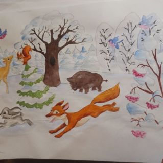 Животные в зимнем лесу