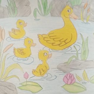 Иллюстрация к рассказу М. Пришвина "Ребята и утята"