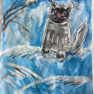 «Котик в зимнем лесу»