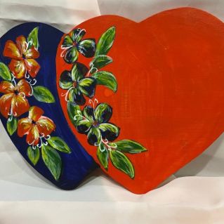 Роспись по дереву. Разделочная доска "Наши сердца"
