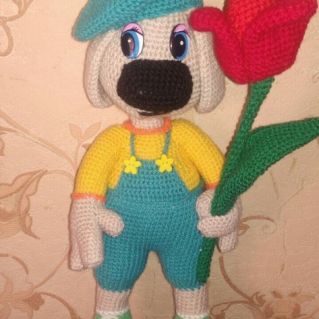 "Щенок с цветком"