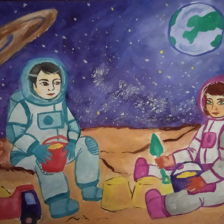 Рисунок "Космические куличики"