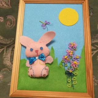 Картина: «Зайка на полянке».