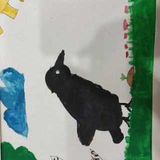 Рисунок "Грач греется на солнышке"