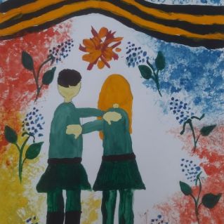 Рисунок "Победный май!", ИЗО, живопись