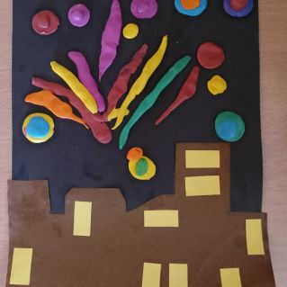 Пластилинография с элементами аппликации "Салют победы"