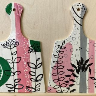 Роспись разделочных досок в абстрактном стиле "Фантазии юного художника"