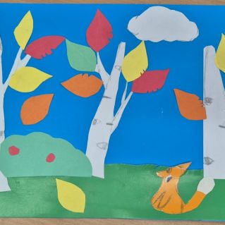 "Осенний лес с лисенком"