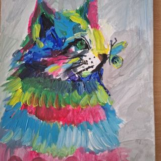 Кот с бабочкой