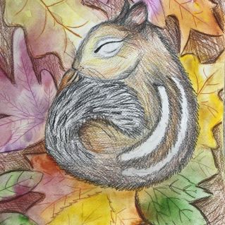 "Бурундук в осенней листве"