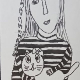 Девочка с котом.