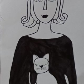 Девочка с котом.