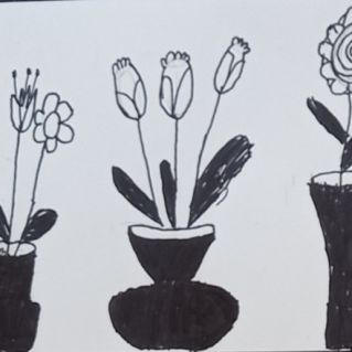 Цветы в вазах.