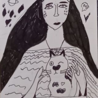 Девочка с котом.