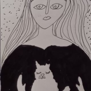 Девочка с котом.