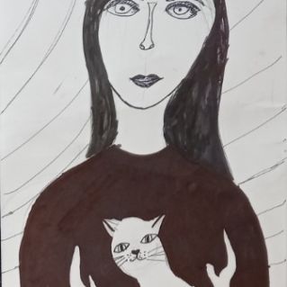 Девочка с котом.