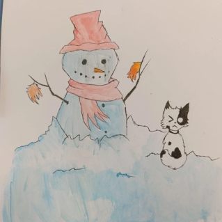 Снеговик на встрече с другом