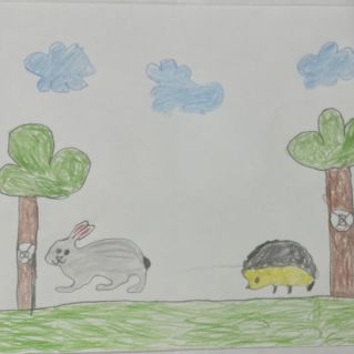 Прогулка зайчика и ёжика