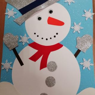 Новогодняя открытки " Снеговичок"