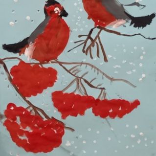 Снегири на рябине.