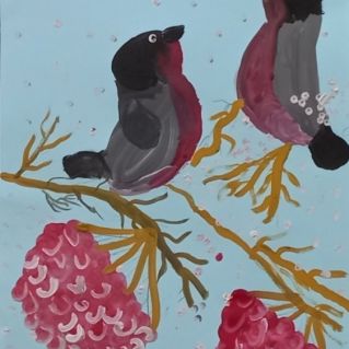 Снегири на рябине.