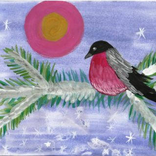 Снегирь на ветке