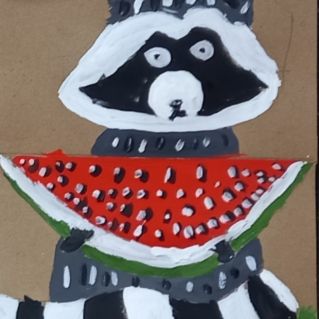 Енот с арбузом.