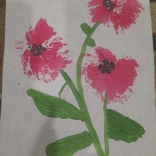 "Букет роз для мамы" (нетрадиционная техника рисования полиэтиленовым пакетом).полиэтиленовым пакет ом