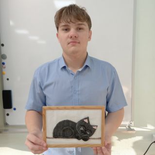 "Котик" (аппликация из ткани)