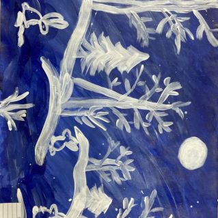 Зайчики в зимнем лесу