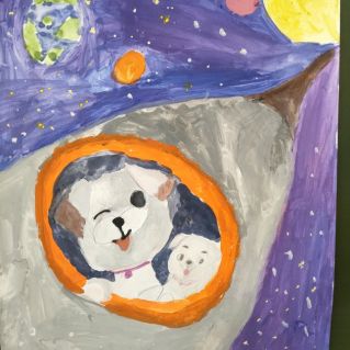 Рисунок "Необычные космонавты" (гуашь)