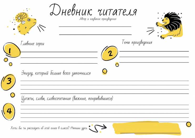 Читательский дневник как оформить в тетради образец